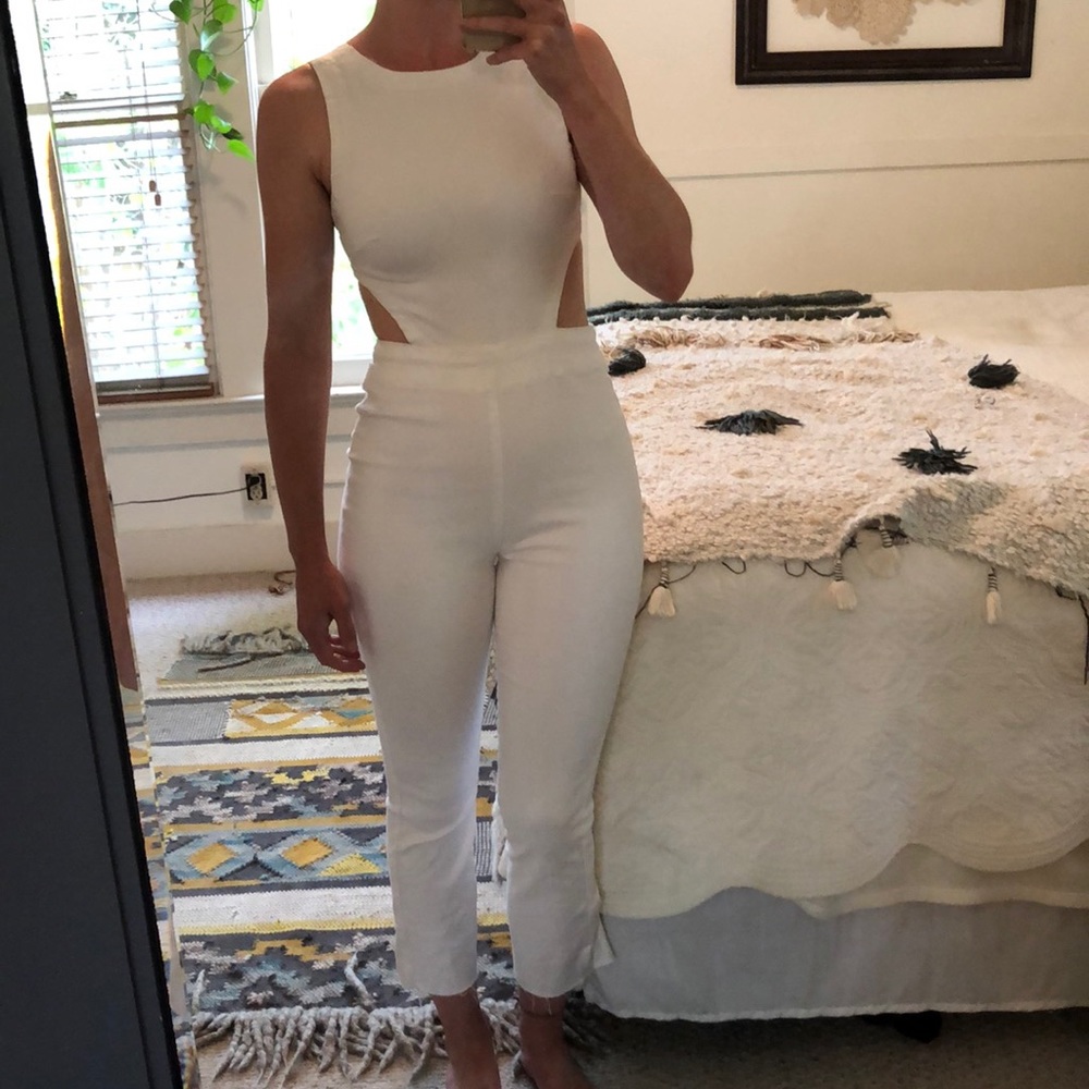White Denim Jumpsuit